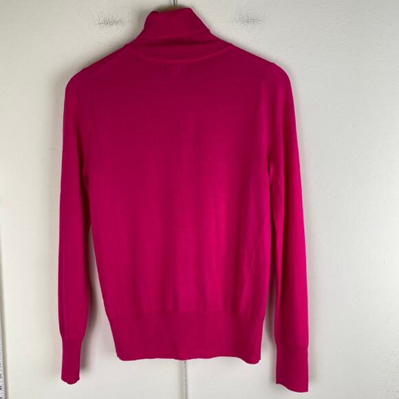 J. CREW Merino Blend Sweater Size S Hot Pink Lightweight Turtleneck Old Money - Picture 6 of 10